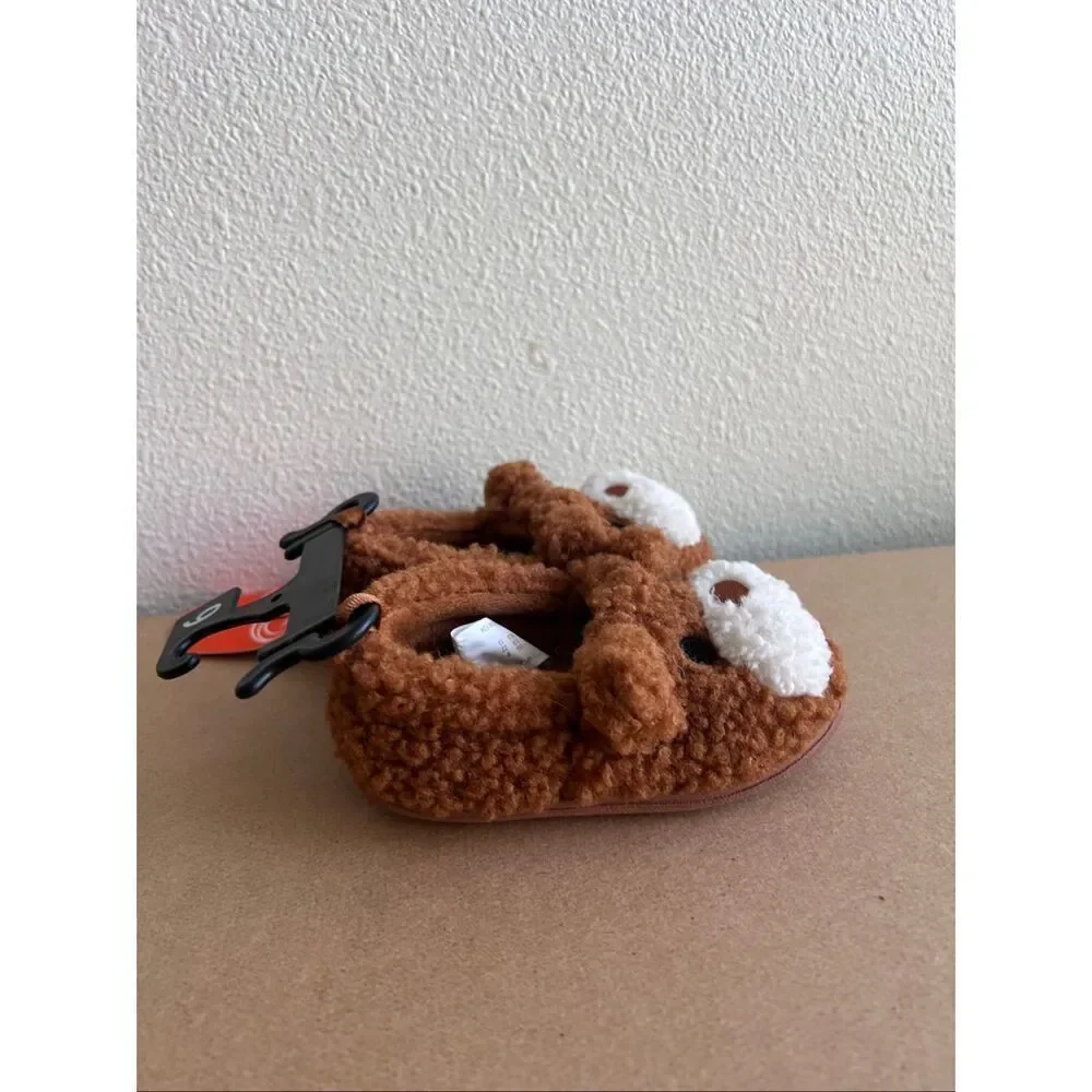 Wonder Nation Baby Boy Brown Bear Slippers Size 6